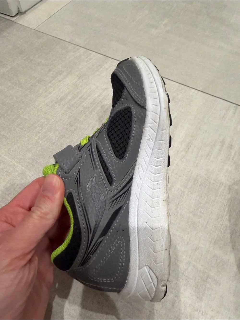 Saucony Kids Gray Sneakers with Lime Accents